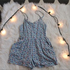 Spaghetti Strap Floral Romper with Pockets